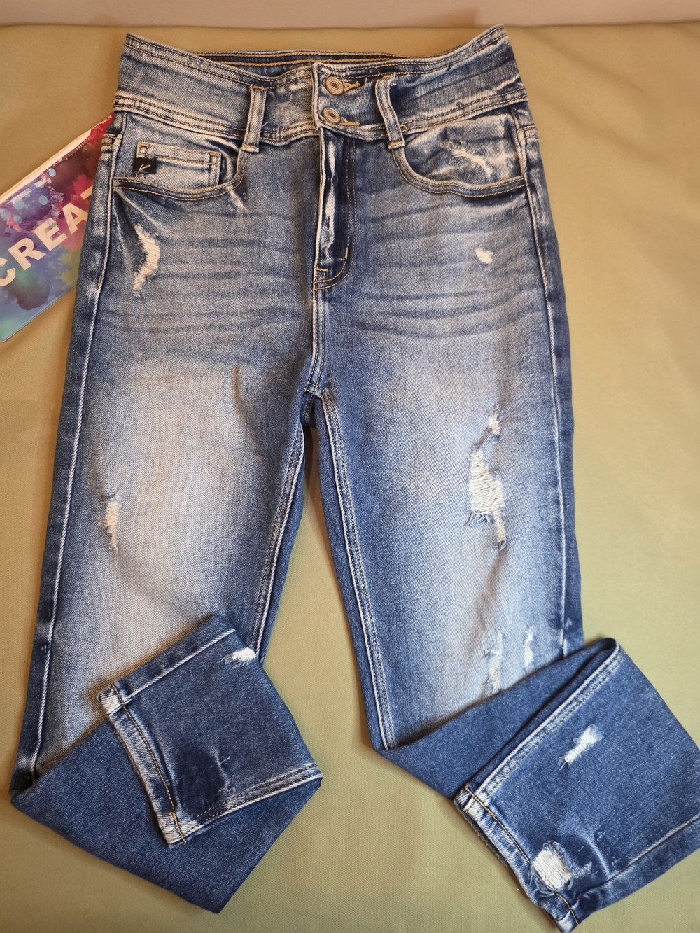 KanCan Light-Mid Blue Distressed Skinny Jeans 5/26